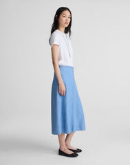 Airy Denim Slip Midi Skirt CLEAN SOFT SKY