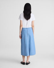 Airy Denim Slip Midi Skirt CLEAN SOFT SKY