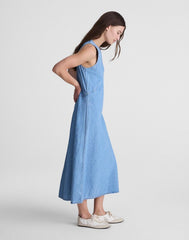 Seamed Maxi Dress in Airy Denim CLEAN SOFT SKY