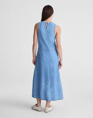 Seamed Maxi Dress in Airy Denim CLEAN SOFT SKY