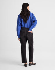 Pieced Barrel-Leg Jeans ASHEN BLACK WASH