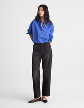 Pieced Barrel-Leg Jeans ASHEN BLACK WASH