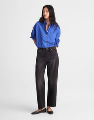 Pieced Barrel-Leg Jeans ASHEN BLACK WASH