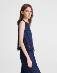 Denim Embroidered Shell Top MARFIELD WASH
