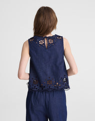 Denim Embroidered Shell Top MARFIELD WASH