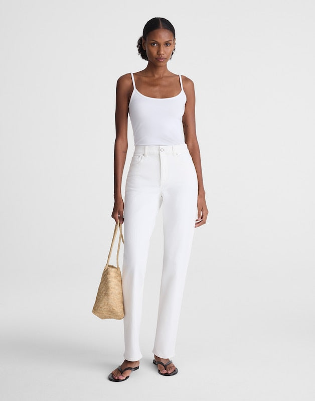 The Longline Straight Jean in Tile White TILE WHITE