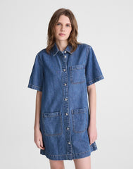 Airy Denim Boxy Mini Shirtdress PICKETT WASH