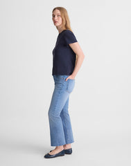 The Short Flare Crop Jean in Super Stretch Denim COASTAL BLUE WASH