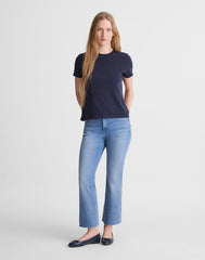 The Short Flare Crop Jean in Super Stretch Denim COASTAL BLUE WASH