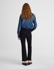 The Flare Crop Jean in Super Stretch Denim BLACK FROST