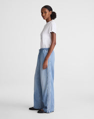 Pull-On Track Pants in Airy Denim FADED HORIZON WASH