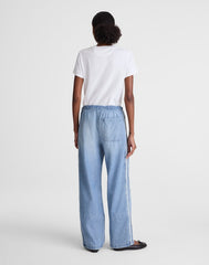 Pull-On Track Pants in Airy Denim FADED HORIZON WASH