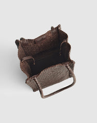 The Lexington Small Tote in Woven Leather COFFEE BEAN