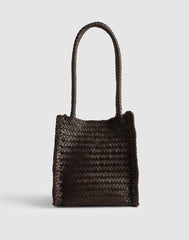 The Lexington Small Tote in Woven Leather COFFEE BEAN