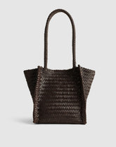 The Lexington Small Tote in Woven Leather COFFEE BEAN