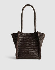 The Lexington Small Tote in Woven Leather COFFEE BEAN