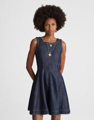 Airy Denim Circle Mini Dress in Rinse Wash RINSE WASH