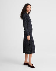 Ruched Midi Shirtdress NAVY FOULARD