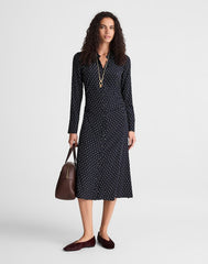 Ruched Midi Shirtdress NAVY FOULARD