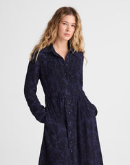 Smocked Midi Shirtdress ALEXIS FLORAL NAVY
