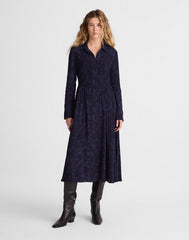 Smocked Midi Shirtdress ALEXIS FLORAL NAVY