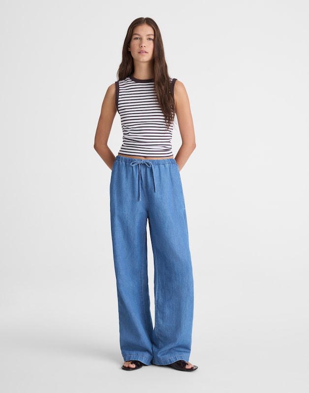 Pull-On Jeans in Cotton-Linen Denim IRVING WASH