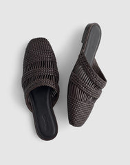 The Mylie Glove Mule in Woven Leather COFFEE BEAN