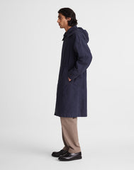 Hooded Officer Coat in Cotton Poplin DARK NAVY