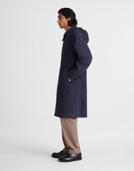 Hooded Officer Coat in Cotton Poplin DARK NAVY