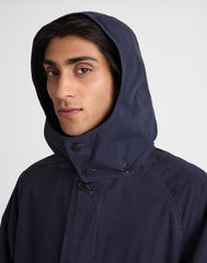 Hooded Officer Coat in Cotton Poplin DARK NAVY