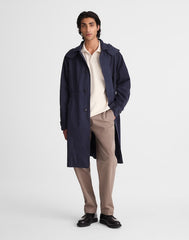 Hooded Officer Coat in Cotton Poplin DARK NAVY