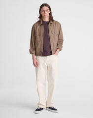 Zip-Front Jacket in Herringbone Cotton-Linen Blend LIGHT MAUVE