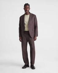 Unstructured Blazer in Linen-Cotton Blend DARK BROWN