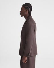 Unstructured Blazer in Linen-Cotton Blend DARK BROWN