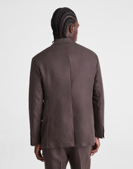 Unstructured Blazer in Linen-Cotton Blend DARK BROWN