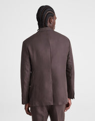 Unstructured Blazer in Linen-Cotton Blend DARK BROWN