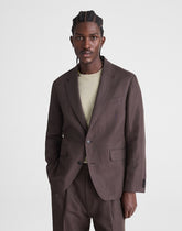 Unstructured Blazer in Linen-Cotton Blend DARK BROWN