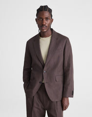 Unstructured Blazer in Linen-Cotton Blend DARK BROWN