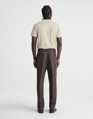 Double-Pleated Trousers in Linen-Cotton Blend DARK BROWN