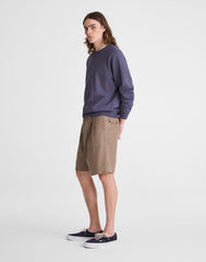 Double-Pleated Shorts in Herringbone Linen-Cotton Blend LIGHT MAUVE