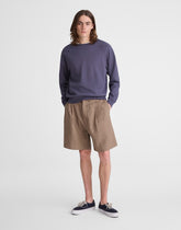 Double-Pleated Shorts in Herringbone Linen-Cotton Blend LIGHT MAUVE