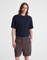 Pull-On Shorts in Linen CHOCOLATE