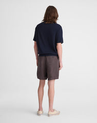 Pull-On Shorts in Linen CHOCOLATE
