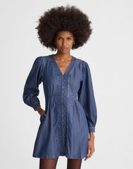 Denim Button-Front Mini Dress ANNANDALE WASH