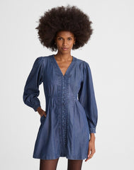 Denim Button-Front Mini Dress ANNANDALE WASH