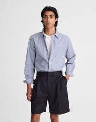 Double-Pleated Shorts in Herringbone Wool Blend HERRINGBONE