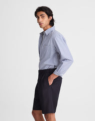 Double-Pleated Shorts in Herringbone Wool Blend HERRINGBONE