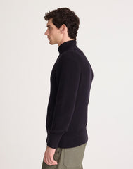 Cotton Shaker-Stitch Full-Zip Sweater OBSIDIAN BLUE