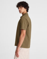 Short-Sleeve Compact-Knit Polo OLIVE STONE