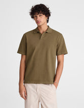 Short-Sleeve Compact-Knit Polo OLIVE STONE